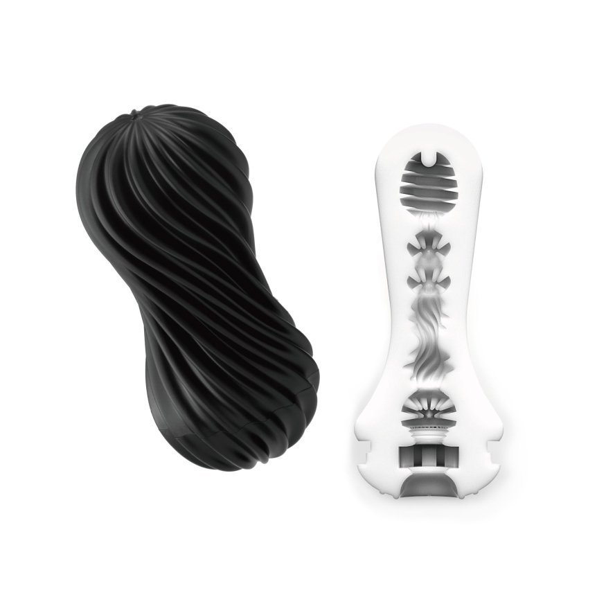 Мастурбатор Tenga Flex Rocky Black зі змінною інтенсивністю, можна скручувати