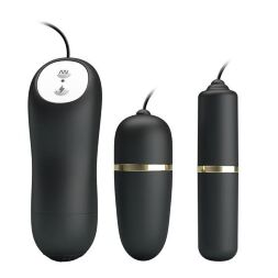 Виброяйцо с вибропулей и электростимуляцией - Pretty Love Electric Stimulation Double Vibro-Bullets Black