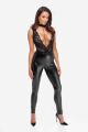 Комбинезон виниловый Libido F298 Noir Handmade, с кружевом, черный, размер S