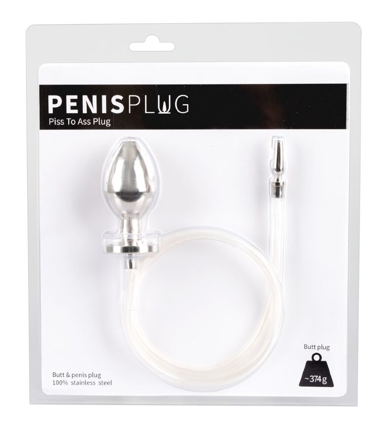 Стимулятор уретры со сквозной анальной пробкой - Penis Plug Piss to Ass