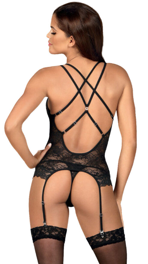 Комплект корсет з трусиками Obsessive 860-COR-1 чорний, S/M