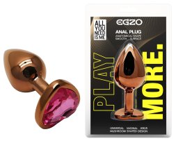 Анальна пробка з кристалом EGZO - Dark Gold Heart Plug Rose, size S