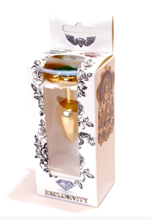 Анальна пробка - Jewellery Gold  Heart PLUG- Green