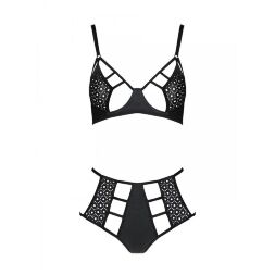 Розпродаж!!! Комплект з екошкіри Passion Tamaris Set black S/M, бюстгальтер та трусики