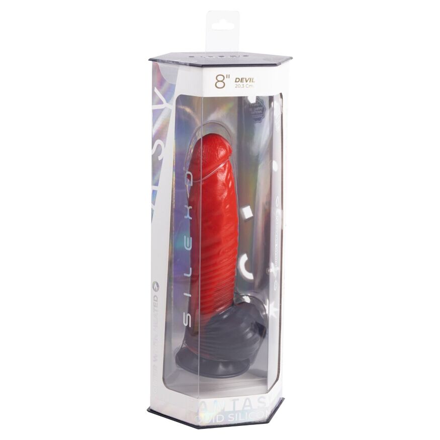 Красный ребристый фаллоимитатор SilexD Fantasy Liquid Silicone Devil 8in Red