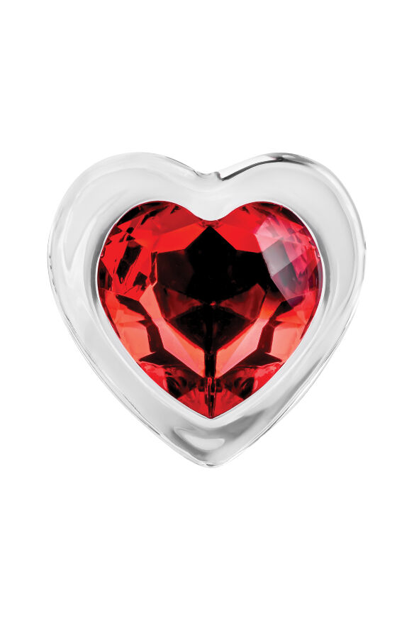 Анальная пробка стеклянная размер M ADAM ET EVE RED HEART GEM GLASS PLUG MEDIUM