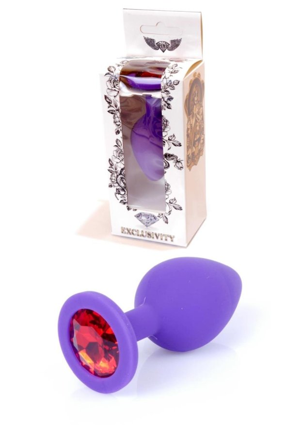 Анальна пробка - Jewellery Silicone Purple Plug M Red