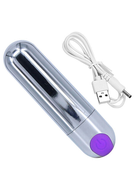 Вибропуля Strong Bullet Vibrator Silver/Purple USB 10 режимов вибрации