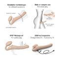 Безремневой страпон с вибрацией Strap-On-Me Vibrating Flesh M, диаметр 3,8 см, пульт ДУ, регулируемый