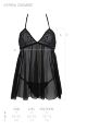 Пеньюар Passion KERRIA CHEMISE black, S/M, кружевной верх, трусики в комплекте
