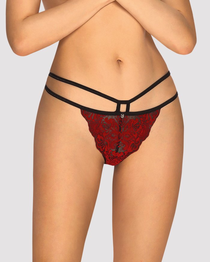 Трусики Obsessive Sugestina Bordeaux-Black L/XL
