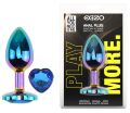 Анальна пробка з кристалом EGZO - Multicolor Heart Plug Blue size S