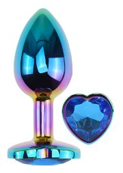 Анальна пробка з кристалом EGZO - Multicolor Heart Plug Blue size S