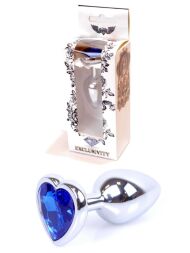 Анальна пробка - Jewellery Silver  Heart PLUG- Dark Blue