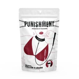 Ошейник с поводком Punishment - Crystal Collar &amp; Leash  -  Black
