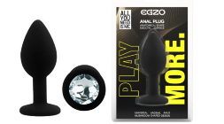 Силиконовая анальная пробка EGZO - Silicone Black Round Plug Clear, size S