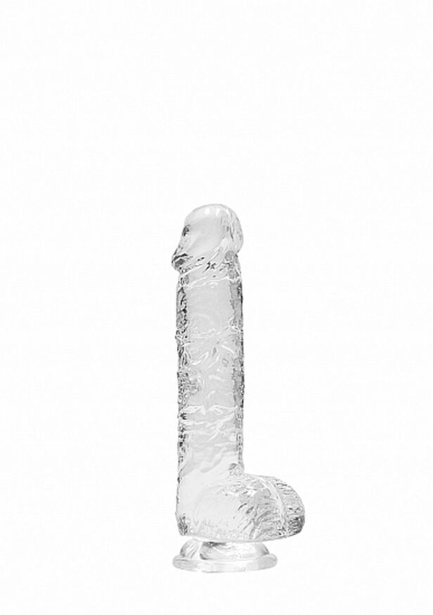 Фалоімітатор прозорий - Realrock Dildo With Balls 6'/15 см 