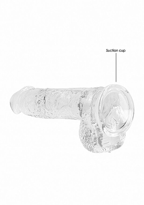 Фалоімітатор прозорий - Realrock Dildo With Balls 6'/15 см 