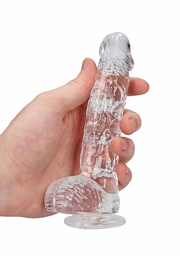 Фалоімітатор прозорий - Realrock Dildo With Balls 6'/15 см 