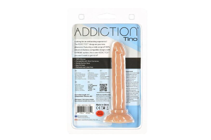 Анальний фалоімітатор ADDICTION Tino 5.25″ Silicone Dildo, присоска, діаметр 1,9 см, віброкуля в подарунок