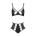 Комплект из эко-кожи Passion Tamaris Set black XXL/XXXL: бюстгальтер и трусики с перфорацией