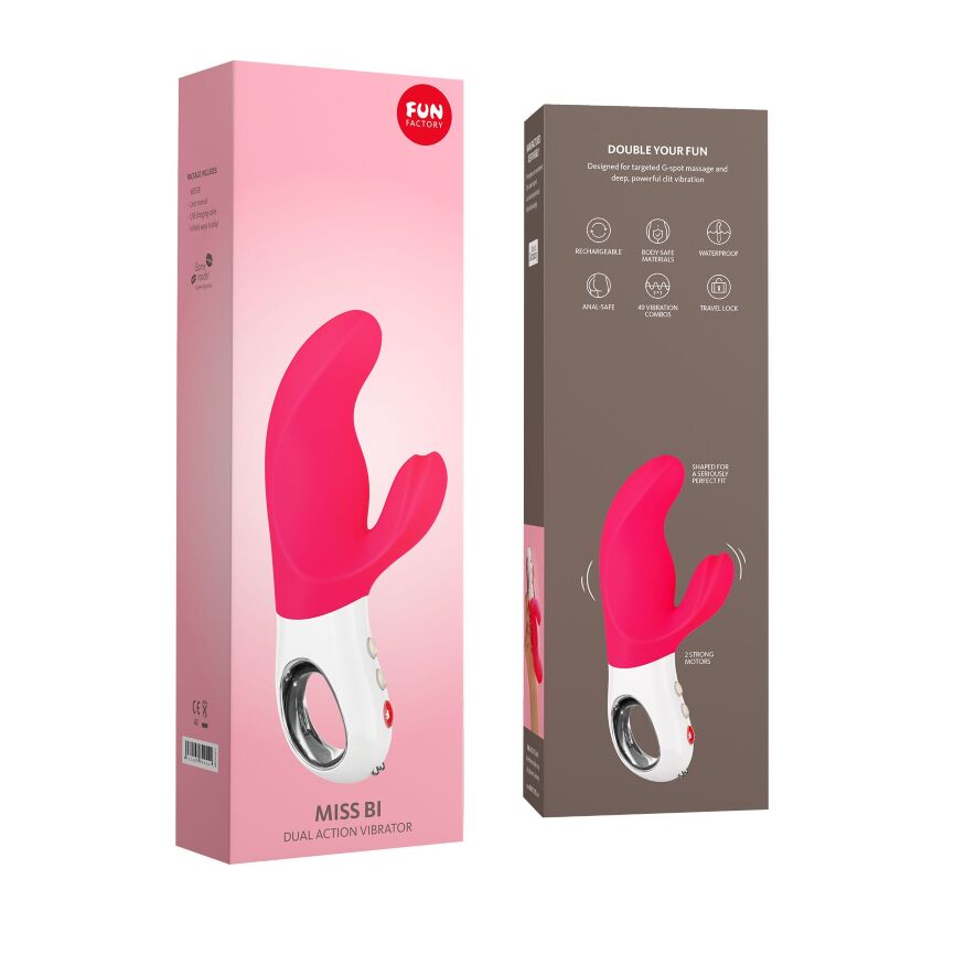 Вибратор-кролик Fun Factory MISS BI pink/white, 2 независимых мотора, диаметр 4,2 см