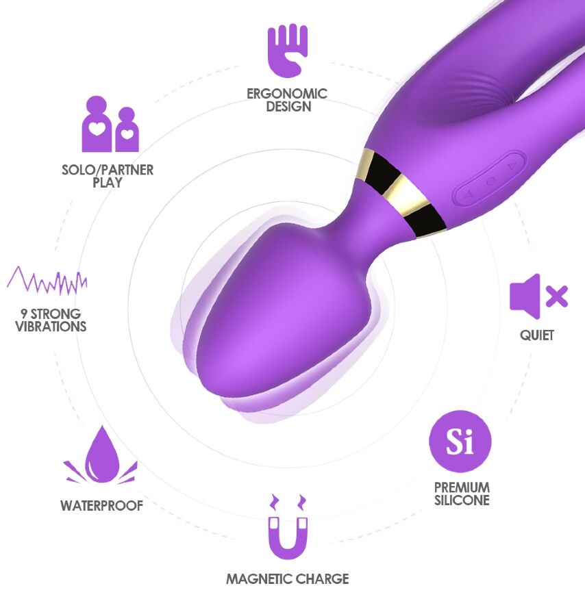Вибромассажер Boss Series - Magic Wand USB Purple 9 Function, BS5200027-1