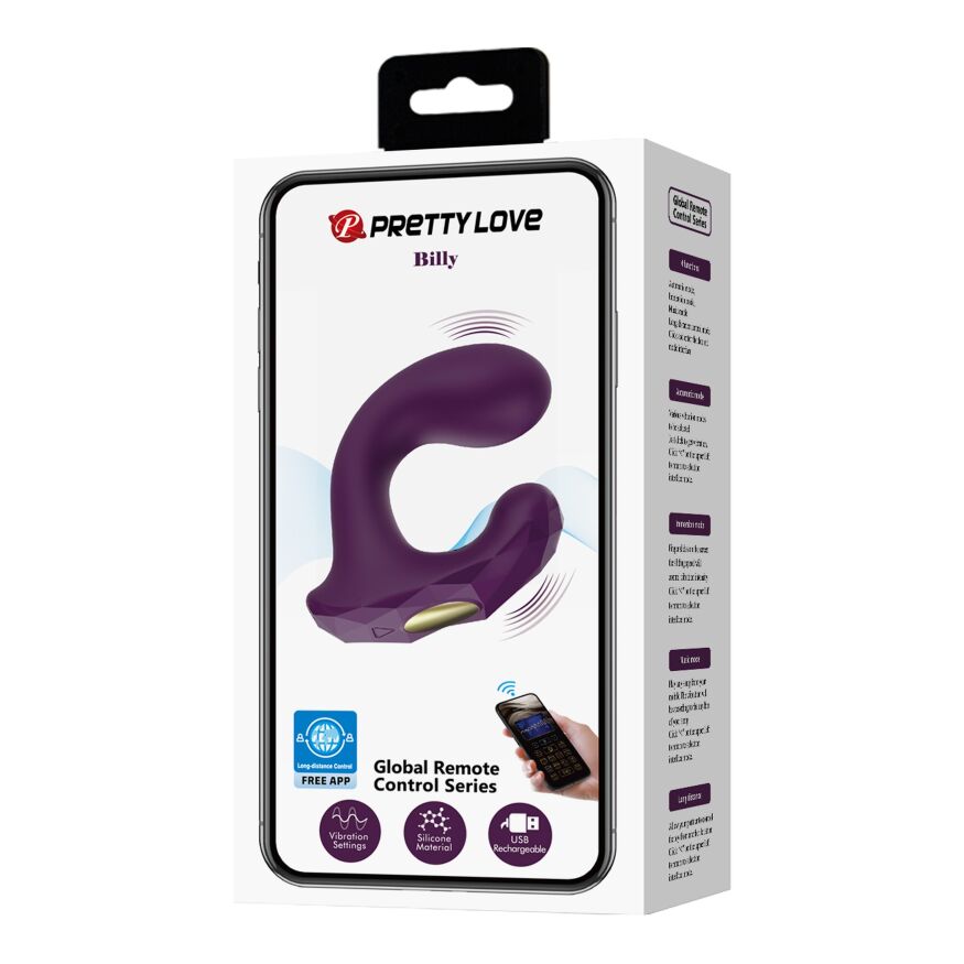 Вібромасажер серії Pretty Love - Billy APP Purple, BI-300051HP