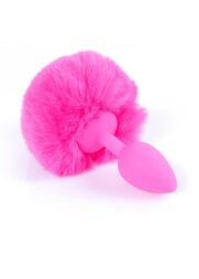 Анальна пробка з хвостиком- Bunny Tail Silicone Pink Plug Pink