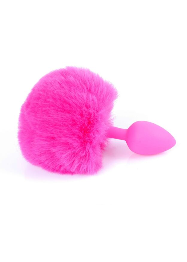 Анальна пробка з хвостиком- Bunny Tail Silicone Pink Plug Pink