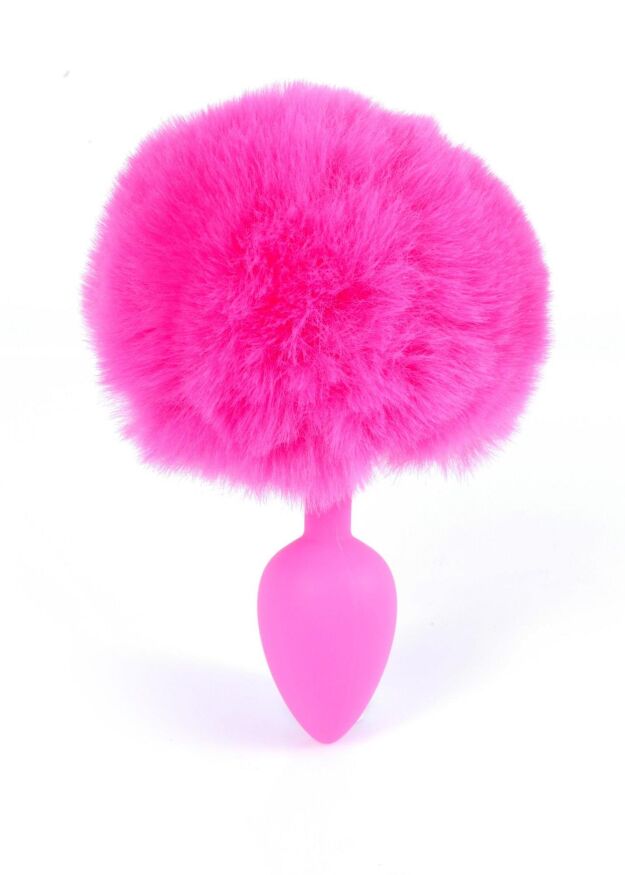 Анальна пробка з хвостиком- Bunny Tail Silicone Pink Plug Pink