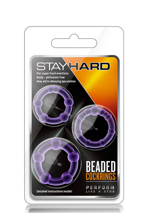 Набор эрекционных колец STAY HARD BEADED PURPLE  