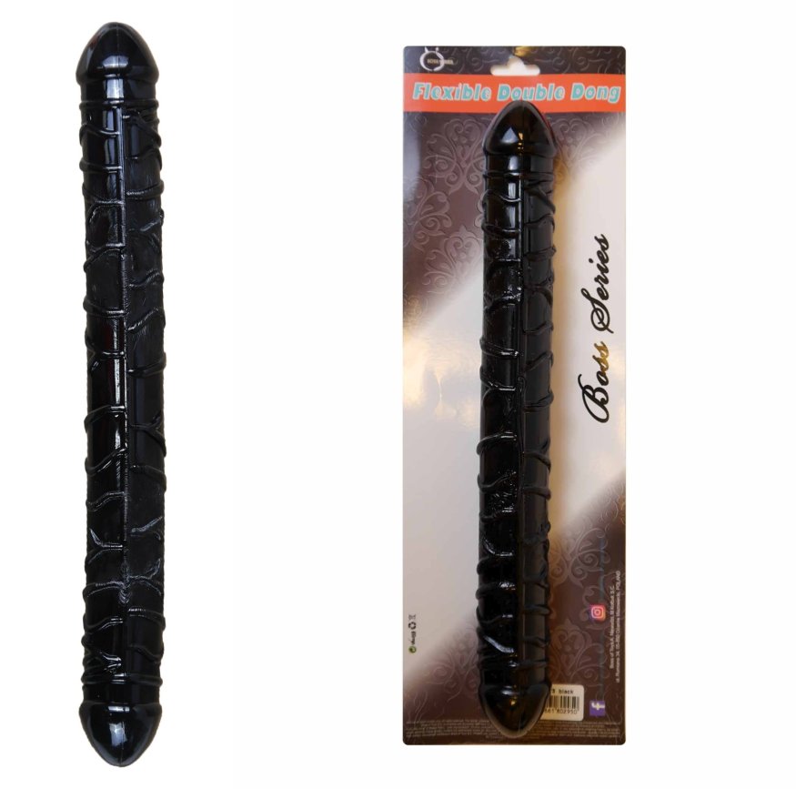 Двойной фаллоимитатор Boss Series: Flexible Double Dong Black, BS6700089