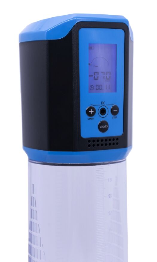 Автоматическая вакуумная помпа с зарядкой от USB и LCD дисплеем CANWIN Passion Pump Men Blue - P648AU