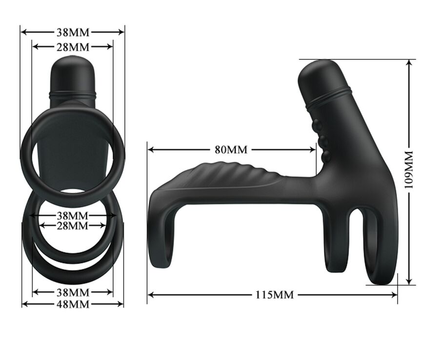 Насадка с вибрацией Pretty Love - VIBRATING PENIS SLING, 10 vibration functions, BI-210276