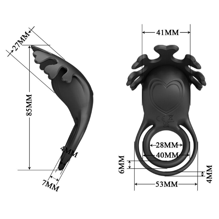 Кільце ерекційне Pretty Love - Vibration Penis Ring Ruben Black, BI-210311-1