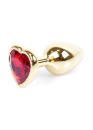 Анальная пробка-сердце - Jewellery Gold Heart Plug - Red