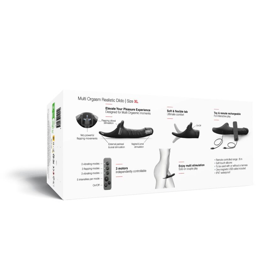 Вибронасадка для страпона с вакуумной стимуляцией Strap-On-Me Multi Orgasm Realistic Dildo XL Black