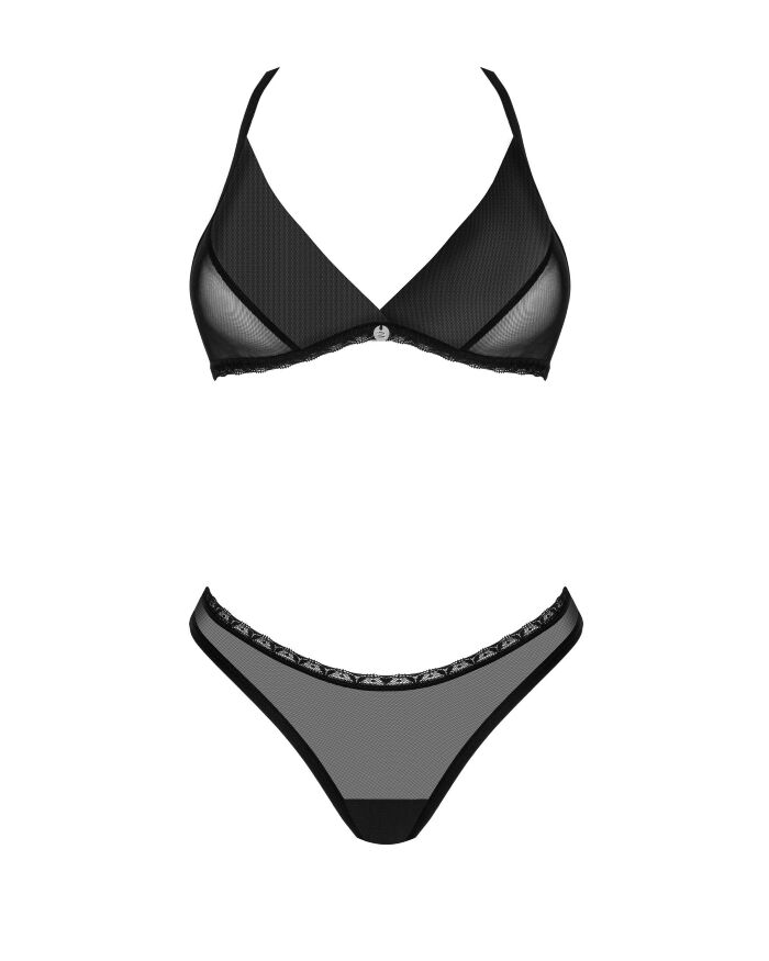 Комплект в сіточку Obsessive Latinesa ліф та трусики, чорний, XS/S