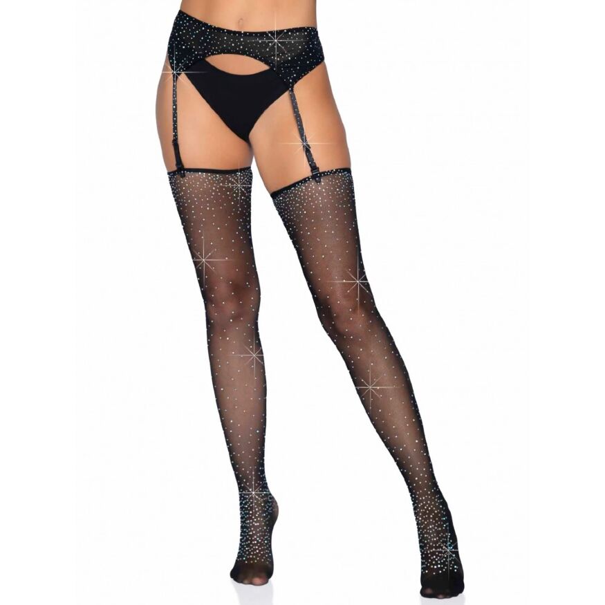 Комплект пояс и чулки со стразами Leg Avenue Garter belt and stockings set O/S