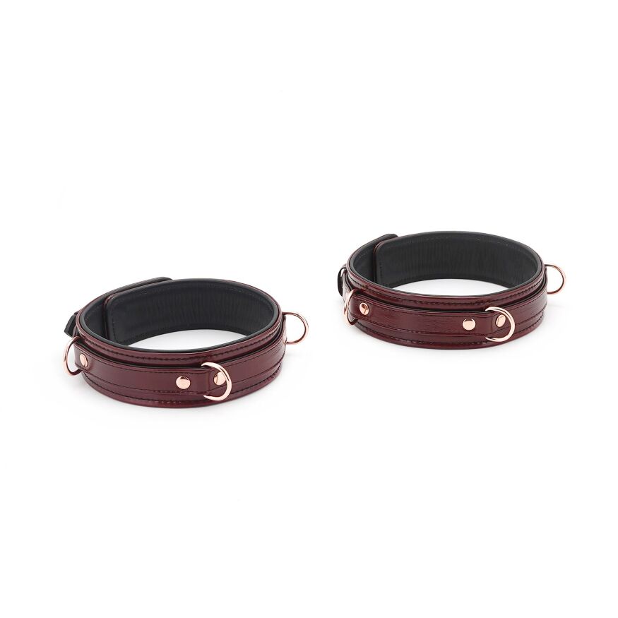 Фіксатори для стегон Liebe Seele Wine Red Thigh Cuffs S Size, натуральна  шкіра