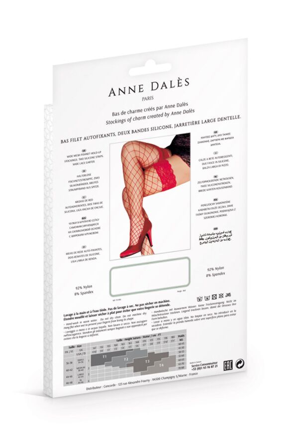 Чулки в крупную сетку Anne De Ales ERICA T1 Red
