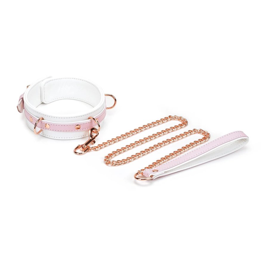 Ошейник с поводком Liebe Seele White &amp; Pink Fairy Goat Leather Collar