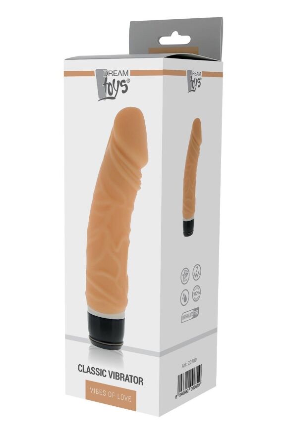 Класичний вібромасажер реалістичний на батарейках DreamToys VIBES OF LOVE, бежевий