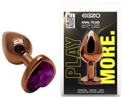 Анальна пробка з кристалом EGZO - Dark Gold Heart Plug Purple, size S