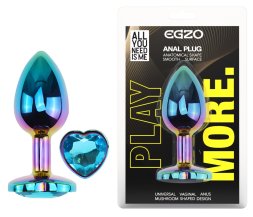 Анальна пробка з кристалом EGZO - Multicolor Heart Plug Aqua size S