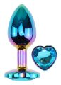 Анальна пробка з кристалом EGZO - Multicolor Heart Plug Aqua size S
