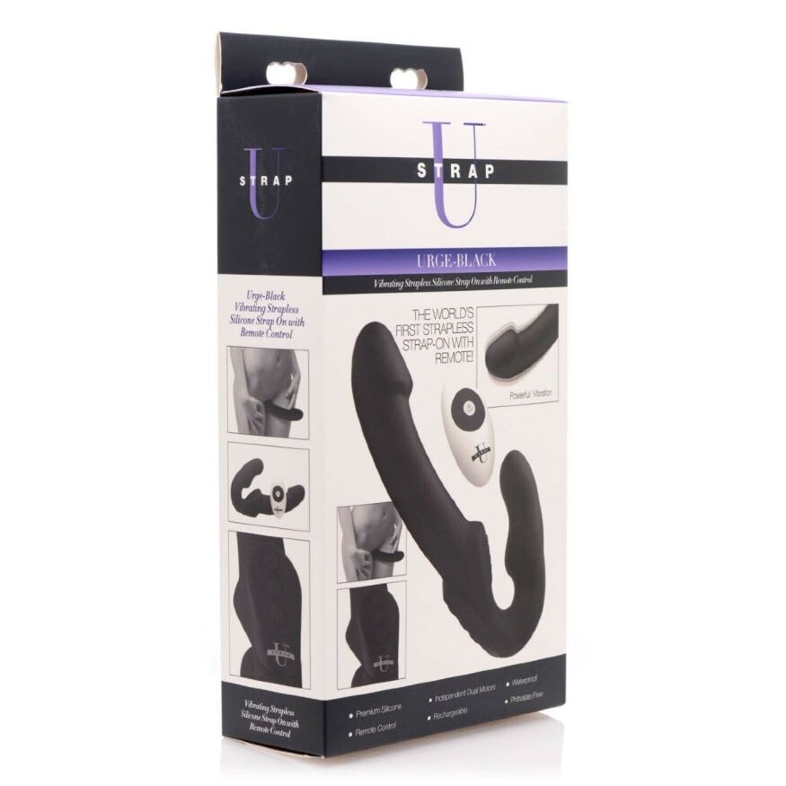 30641 /AF707 Безремневый страпон с пультом Urge Strapless Strap-On Vibrator черный