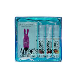 Набор из 3-х вкусов стимулирующего лубриканта Amoreane Med (3х10мл) и вибропули Adrien Lastic Pink