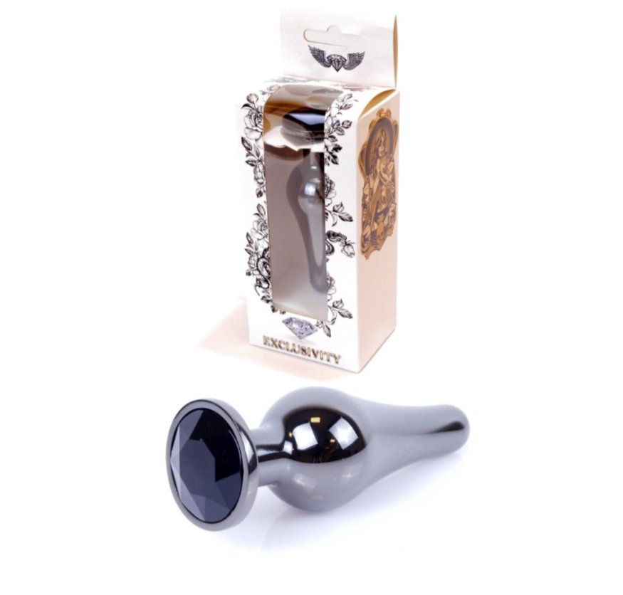 Анальна пробка - Jewellery Dark Silver BUTT PLUG- Black